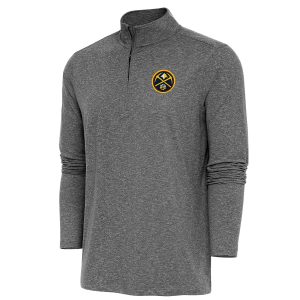 Antigua Denver Nuggets Heather Black Fabulous Hunk Quarter Zip Pullover Top