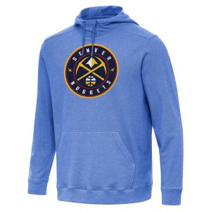 Antigua Denver Nuggets Heather Elegant Blue Cloud Pullover Hoodie