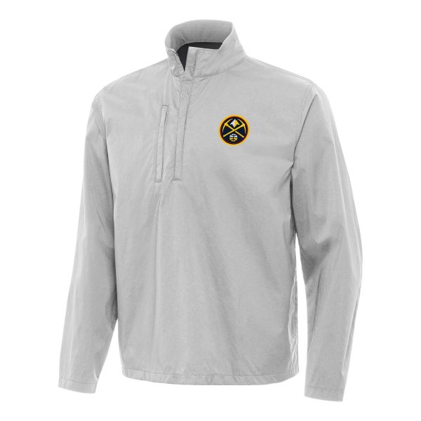 Antigua Unique Denver Nuggets Heather Gray Brisk Quarter Zip Windbreaker