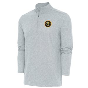 Antigua Denver Nuggets Heather Gray Hunk Quarter Elegant Zip Pullover Top