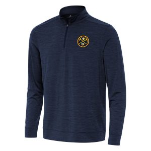 Antigua Denver Nuggets Heather Navy Bright Quarter Zip Top Stylish
