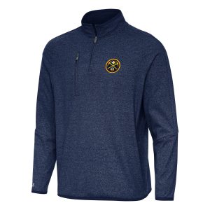 Antigua Denver Nuggets Heather Chic Navy Certain Quarter Zip Tri Blend Sweatshirt