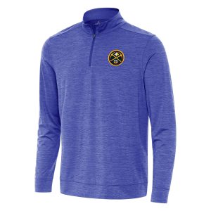 Antigua Denver Nuggets Heather Royal Bright Fabulous Quarter Zip Top
