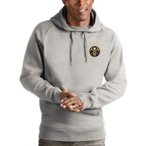 Antigua Denver Nuggets Heathered Gray Victory Pullover Hoodie Elegant