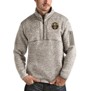 Antigua Denver Nuggets Fabulous Natural Fortune Quarter Zip Pullover Jacket