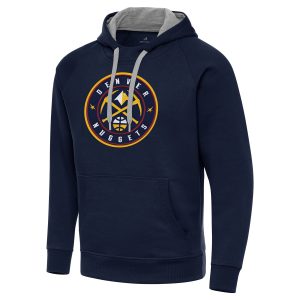 Antigua Denver Nuggets Navy Big & Tall Victory Premium Raglan Pullover Hoodie