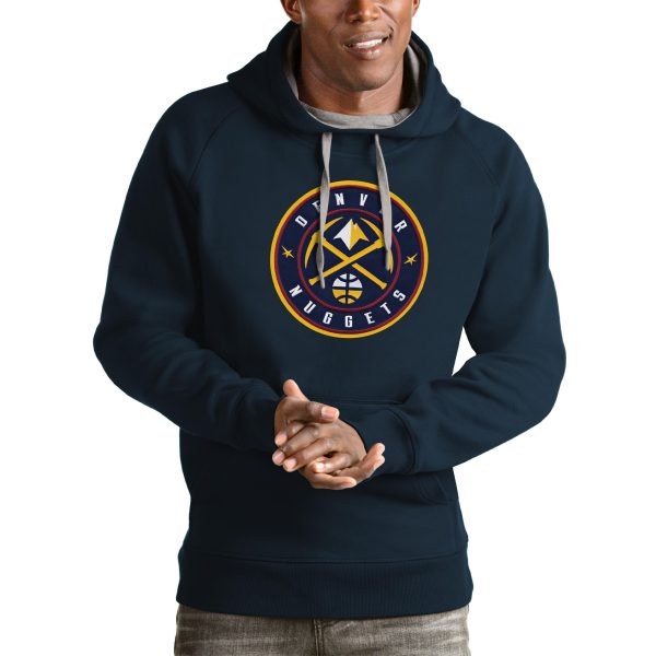 Antigua Denver Nuggets Navy Logo Victory Pullover Chic Hoodie