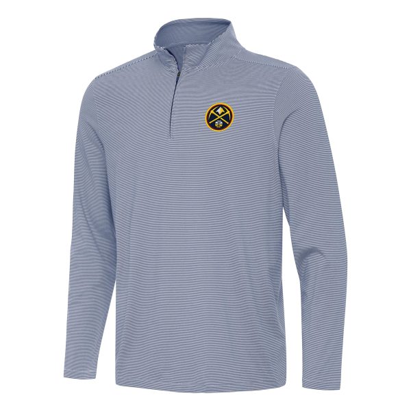 Antigua Denver Nuggets Navy Eye - catching Twine Quarter Zip Top