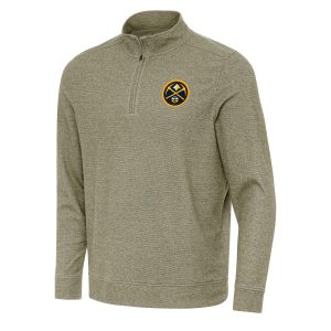 Antigua Denver Nuggets Stylish Olive Subtle Quarter Zip Sweatshirt