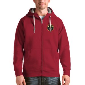 Antigua Denver Nuggets Eye - catching Red Logo Victory Full Zip Hoodie