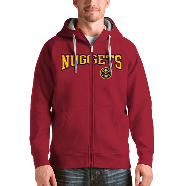 Antigua Denver Elegant Nuggets Red Victory Full Zip Hoodie