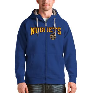 Antigua Denver Nuggets Royal Victory Full Stylish Zip Hoodie