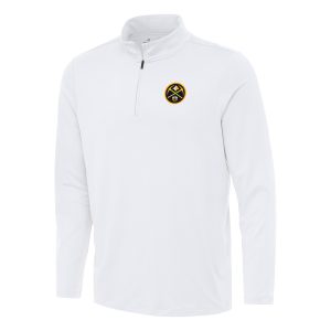 Antigua Denver Nuggets White Reprocess Quarter Zip Top Elegant