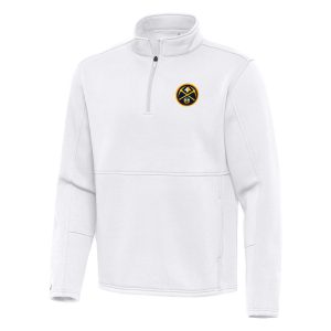 Antigua Denver Nuggets White Twist Stylish Quarter Zip Pullover Top