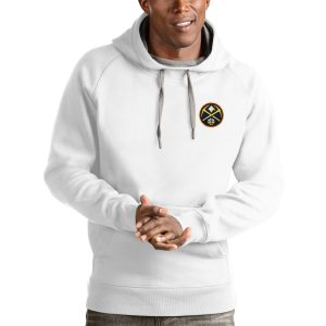 Antigua Denver Nuggets White Victory Pullover Hoodie Unique