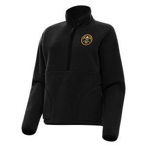 Antigua Denver Nuggets Women's Black Figure Trendy Half Zip Pullover Sweatshirt