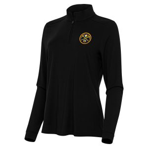 Antigua Denver Nuggets Trendy Women's Black Intent Quarter Zip Top