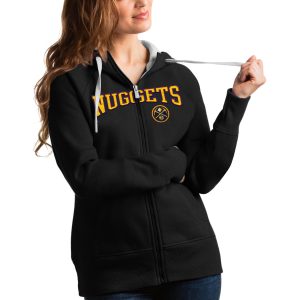 Antigua Denver Nuggets Women's Black Team Victory Full Zip Chic Hoodie