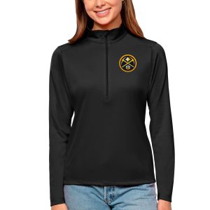 Antigua Denver Nuggets Women's Black Tribute Half Zip Elegant Top