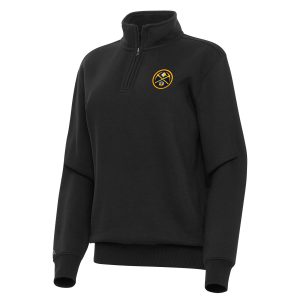 Antigua Denver Nuggets Women's Black Victory Quarter Zip Sweatshirt Unique