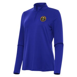 Antigua Denver Nuggets Women's Blue Reprocess Quarter Stylish Zip Top