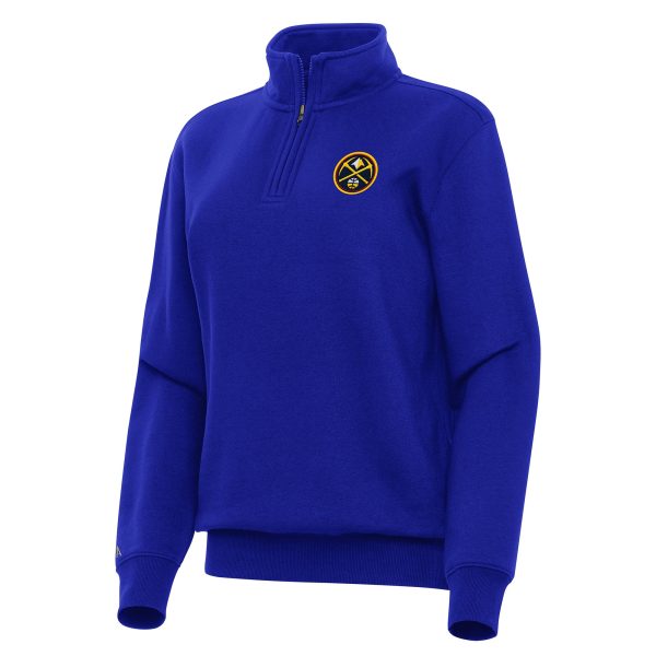 Antigua Denver Nuggets Women's Blue Victory Quarter Zip Chic Sweatshirt