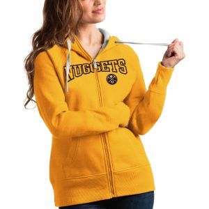 Antigua Denver Nuggets Women's Unique Gold Team Victory Full Zip Hoodie