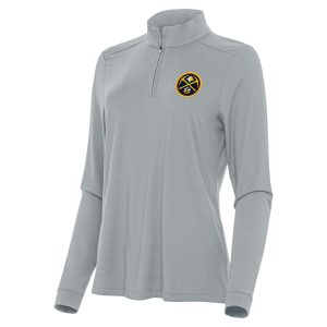 Antigua Denver Nuggets Unique Women's Gray Intent Quarter Zip Top