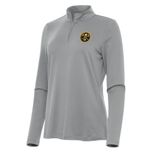 Antigua Denver Nuggets Stylish Women's Gray Reprocess Quarter Zip Top