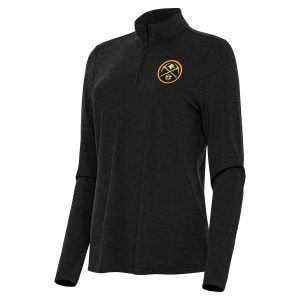 Antigua Denver Nuggets Women's Heather Black Bright Quarter Zip Elegant Top