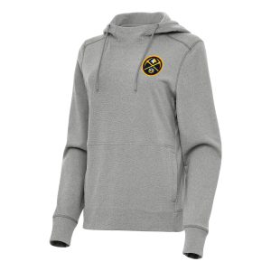 Antigua Denver Nuggets Women's Stylish Heather Gray Justice Pullover Hoodie