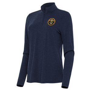 Antigua Denver Unique Nuggets Women's Heather Navy Bright Quarter Zip Top