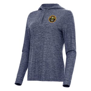 Antigua Denver Fabulous Nuggets Women's Heather Navy Daybreak Quarter Zip Hoodie