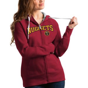 Antigua Denver Nuggets Women's Red Team Victory Full Zip Hoodie Trendy