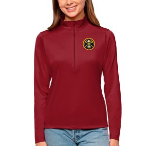 Antigua Denver Nuggets Women's Premium Red Tribute Half Zip Top