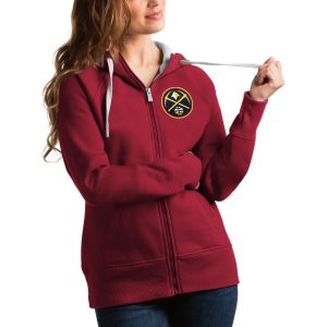 Antigua Denver Nuggets Women's Red Victory Full Zip Hoodie Fabulous