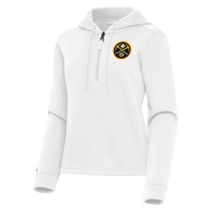 Antigua Denver Nuggets Women's White Eye - catching Contemporary Quarter Zip Hoodie