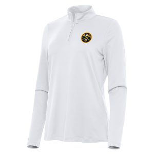 Antigua Denver Nuggets Women's White Eye - catching Reprocess Quarter Zip Top