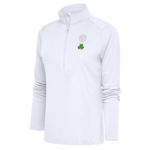 Antigua Denver Nuggets Women's White Shamrock Stylish Tribute Half Zip Pullover Top