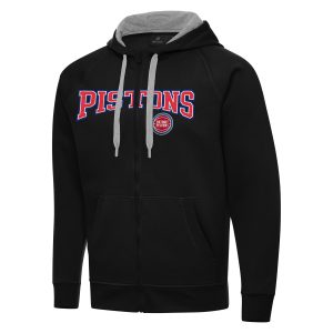 Antigua Premium Detroit Pistons Black Big & Tall Victory Full Zip Hoodie Jacket