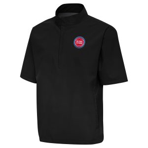 Antigua Detroit Pistons Eye - catching Black Brisk Quarter Zip Windbreaker