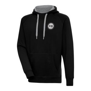Antigua Detroit Pistons Black Metallic Logo Victory Pullover Hoodie Premium