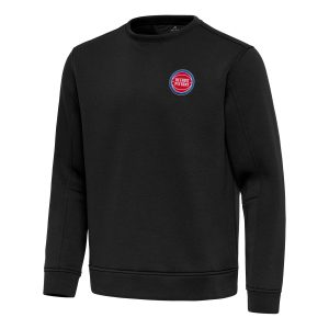 Antigua Fabulous Detroit Pistons Black Relevant Pullover Sweatshirt