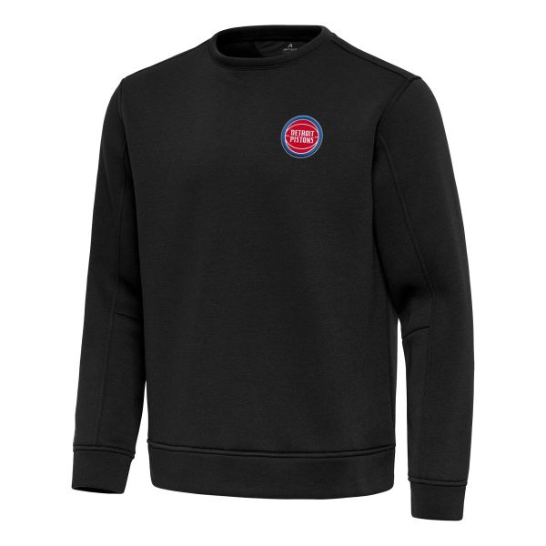 Antigua Fabulous Detroit Pistons Black Relevant Pullover Sweatshirt