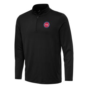 Antigua Detroit Pistons Chic Black Reprocess Quarter Zip Top