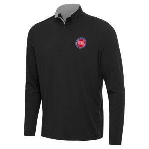 Antigua Detroit Pistons Black/Gray Content Quarter Eye - catching Zip Top