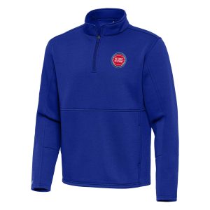 Antigua Detroit Pistons Blue Gorgeous Twist Quarter Zip Pullover Top
