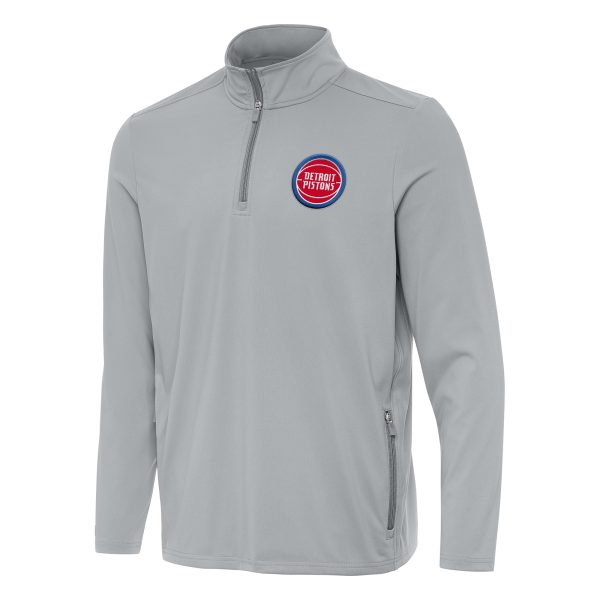 Antigua Detroit Pistons Gray Perilous Quarter Zip Sweatshirt Stylish