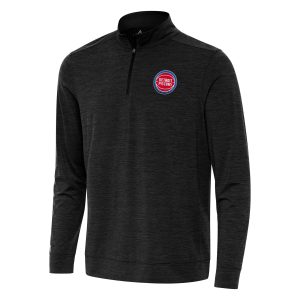 Antigua Detroit Pistons Heather Black Bright Fabulous Quarter Zip Top
