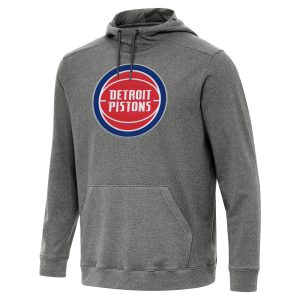Antigua Detroit Pistons Heather Black Cloud Premium Pullover Hoodie